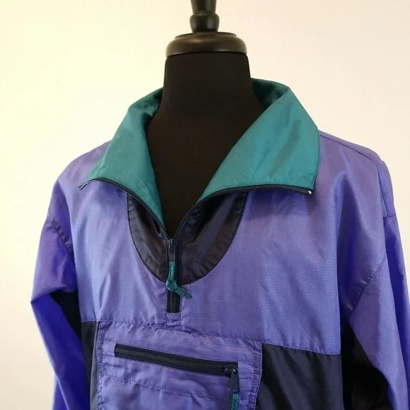 Sierra Designs Long Sleeve Pullover Windbreaker Mens Medium Drawstring Rain Coat - Picture 4 of 9